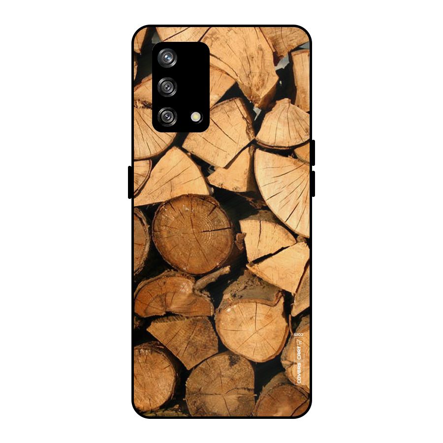 Wooden Logs Metal Back Case for Oppo F19