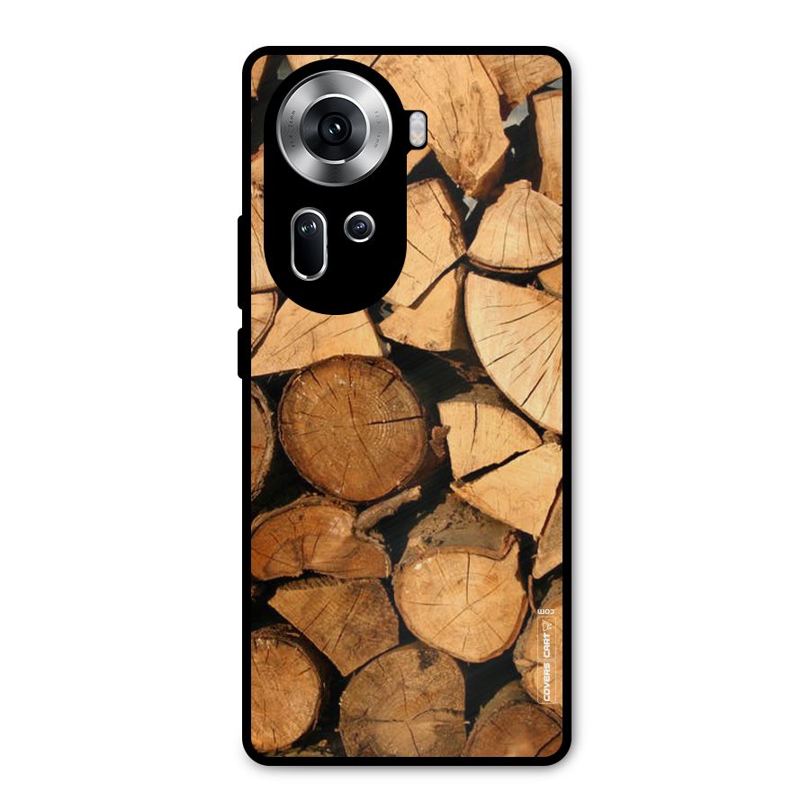 Wooden Logs Metal Back Case for Oppo Reno11 5G