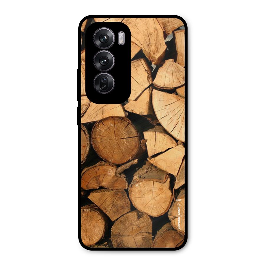 Wooden Logs Metal Back Case for Oppo Reno12 Pro