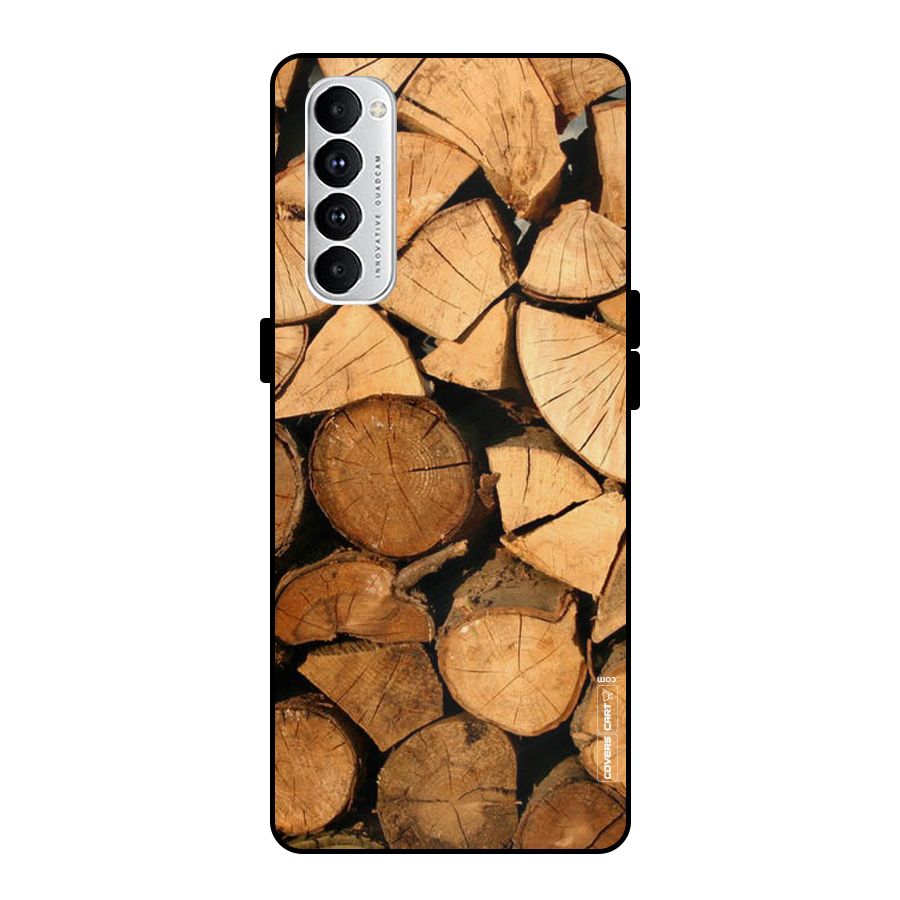 Wooden Logs Metal Back Case for Oppo Reno4 Pro