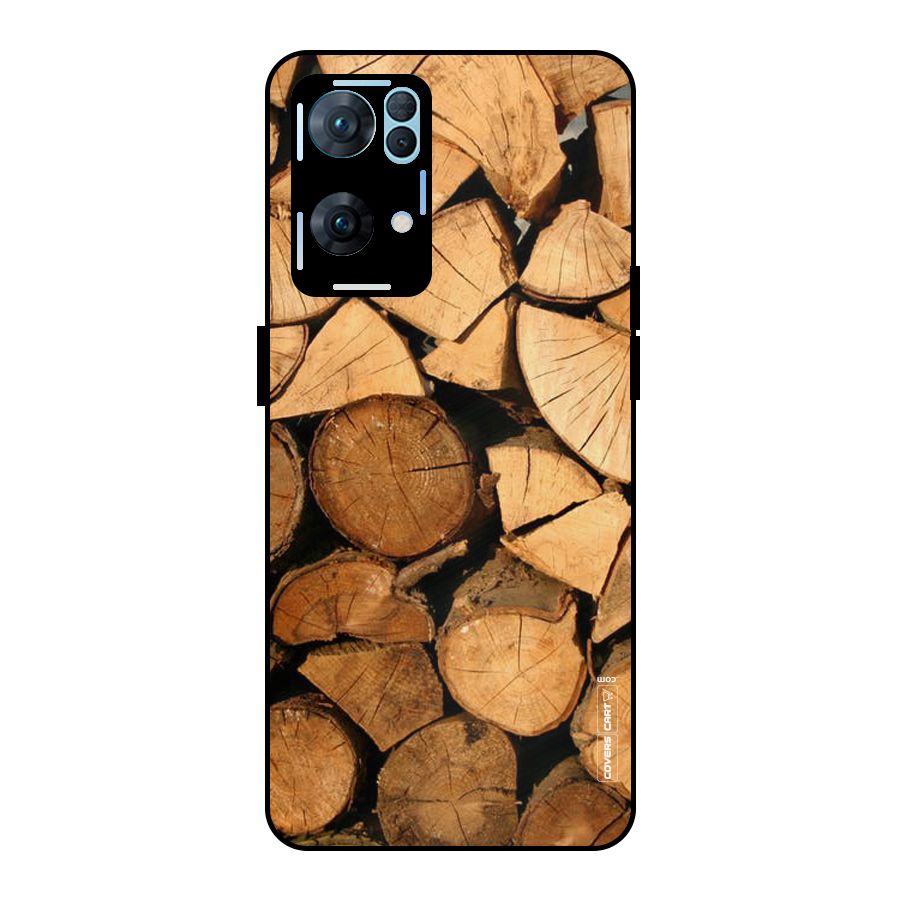 Wooden Logs Metal Back Case for Oppo Reno7 Pro 5G