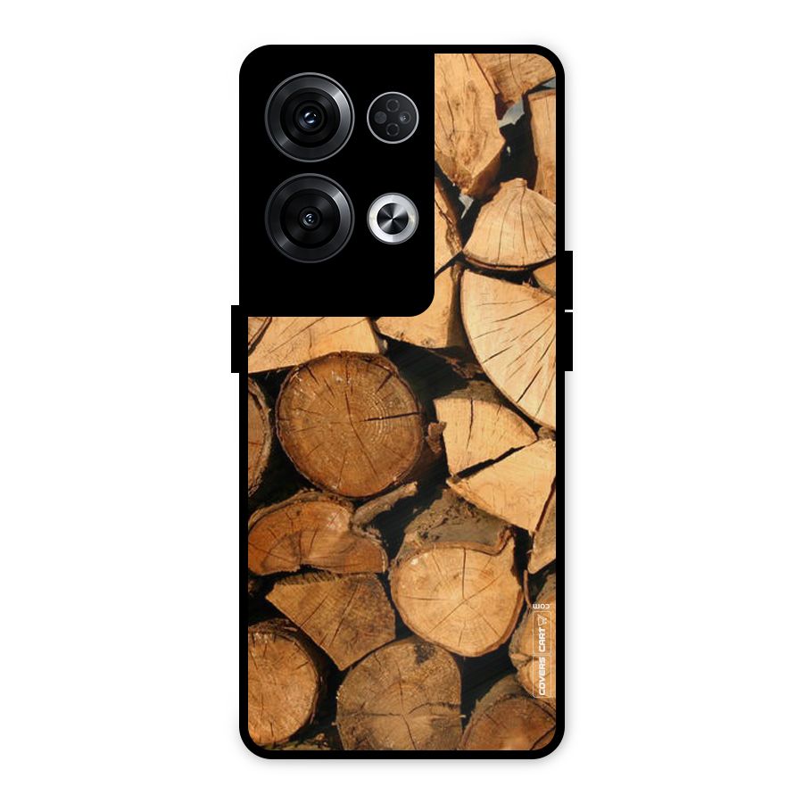 Wooden Logs Metal Back Case for Oppo Reno8 Pro 5G