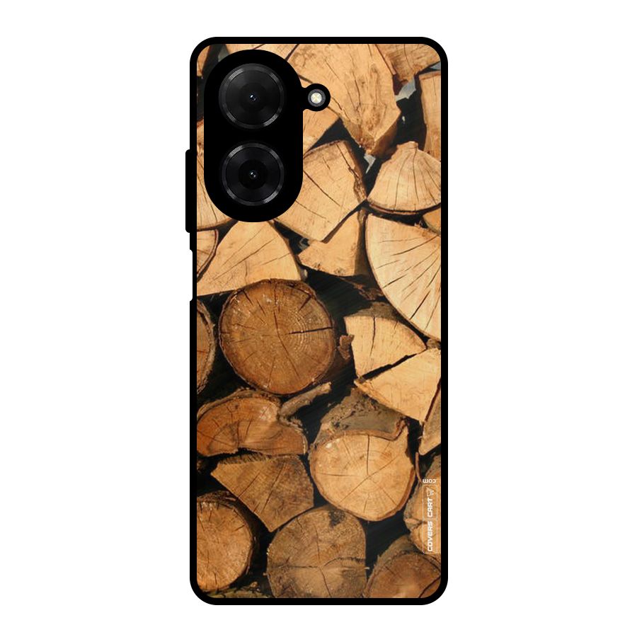 Wooden Logs Metal Back Case for Poco C71