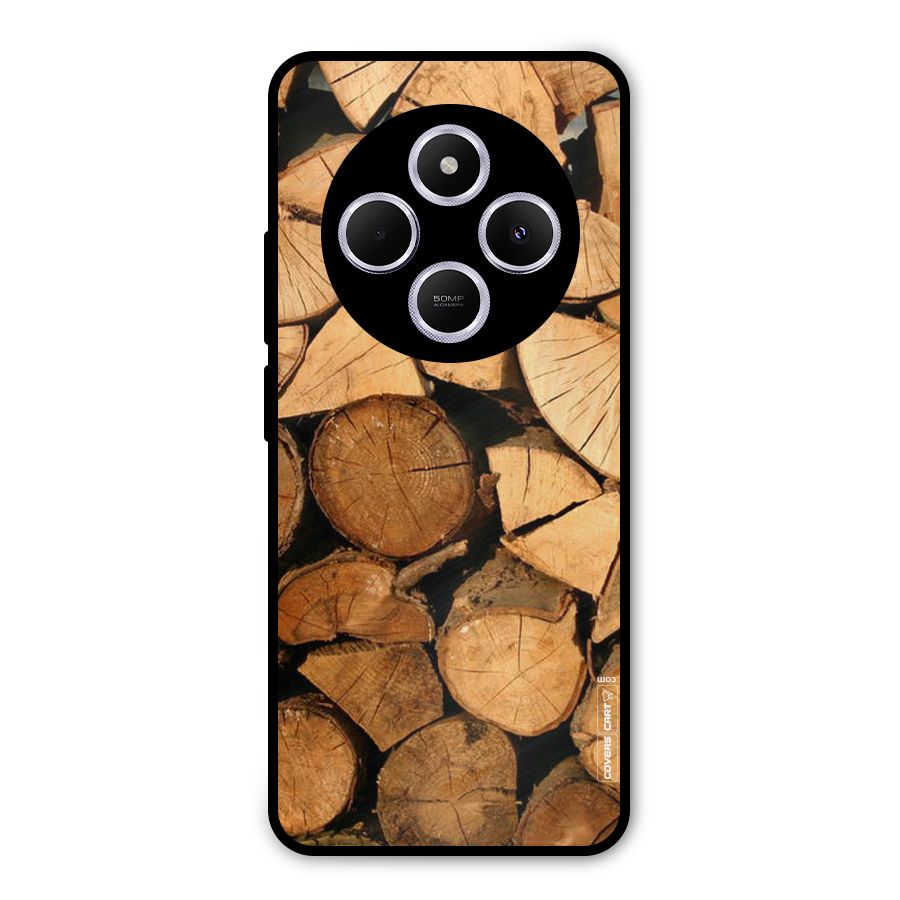 Wooden Logs Metal Back Case for Poco C75 5G
