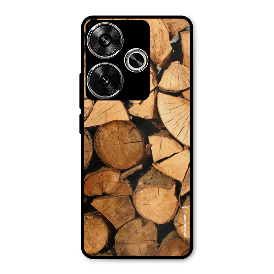 Wooden Logs Metal Back Case for Poco F6