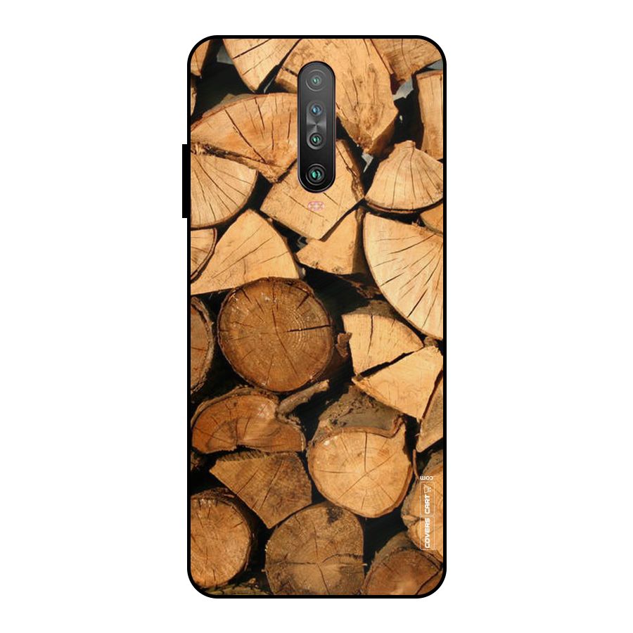 Wooden Logs Metal Back Case for Poco X2