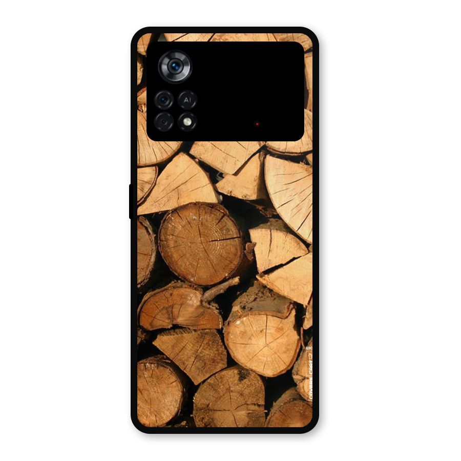 Wooden Logs Metal Back Case for Poco X4 Pro 5G