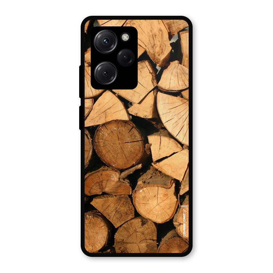 Wooden Logs Metal Back Case for Poco X5 Pro