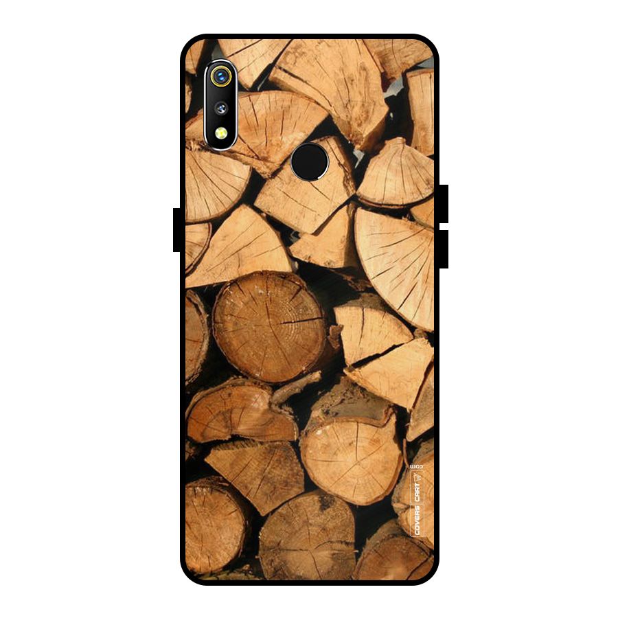 Wooden Logs Metal Back Case for Realme 3