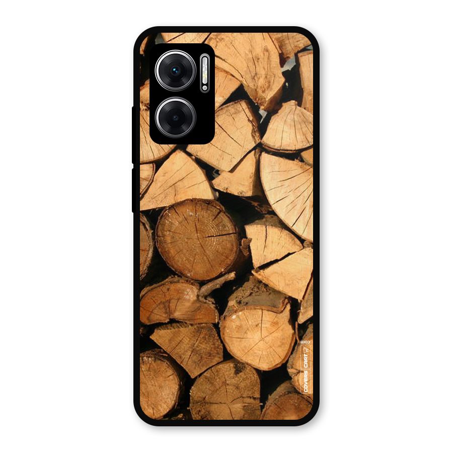 Wooden Logs Metal Back Case for Redmi 11 Prime 5G