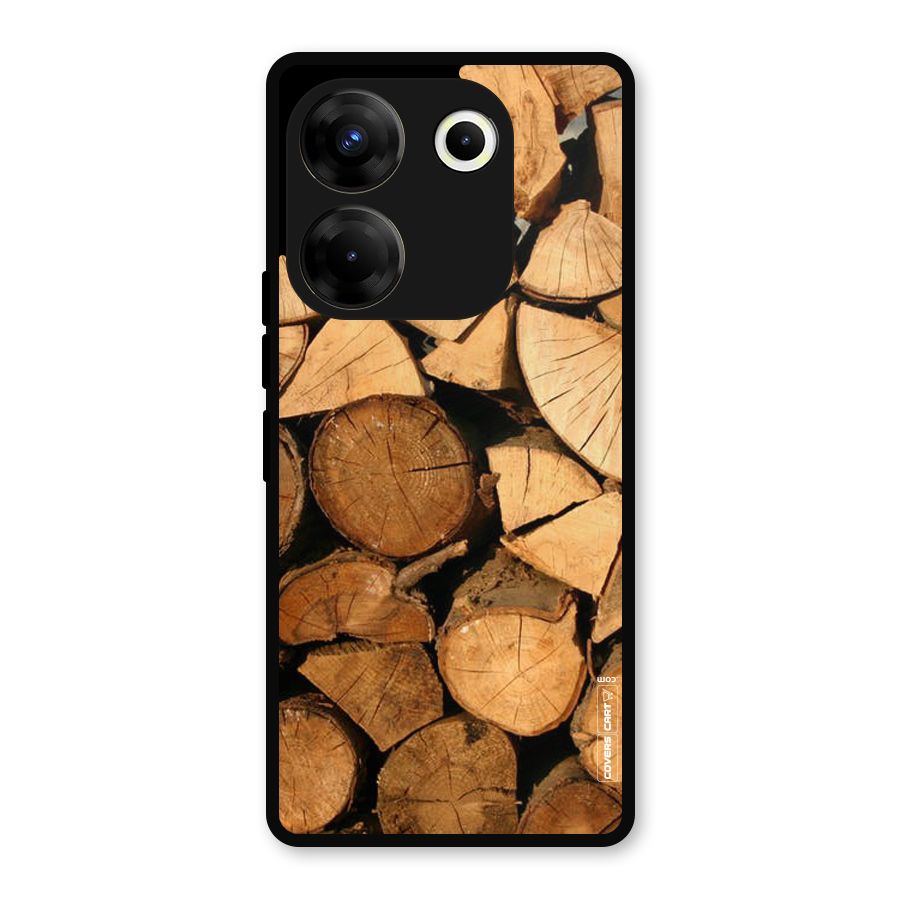 Wooden Logs Metal Back Case for Tecno Camon 20