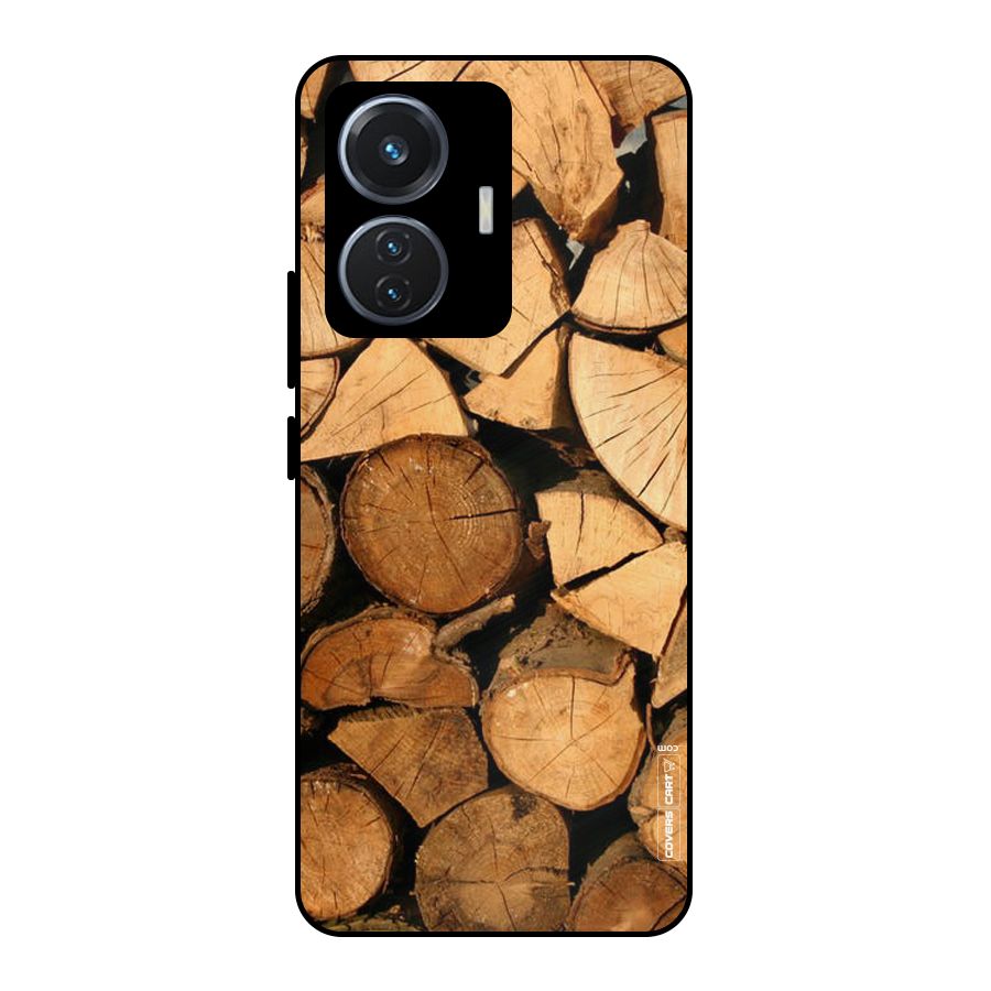 Wooden Logs Metal Back Case for Vivo T1 44W