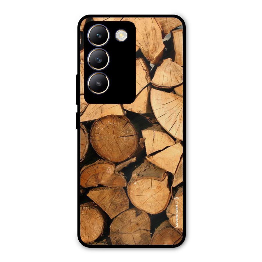 Wooden Logs Metal Back Case for Vivo T3 5G