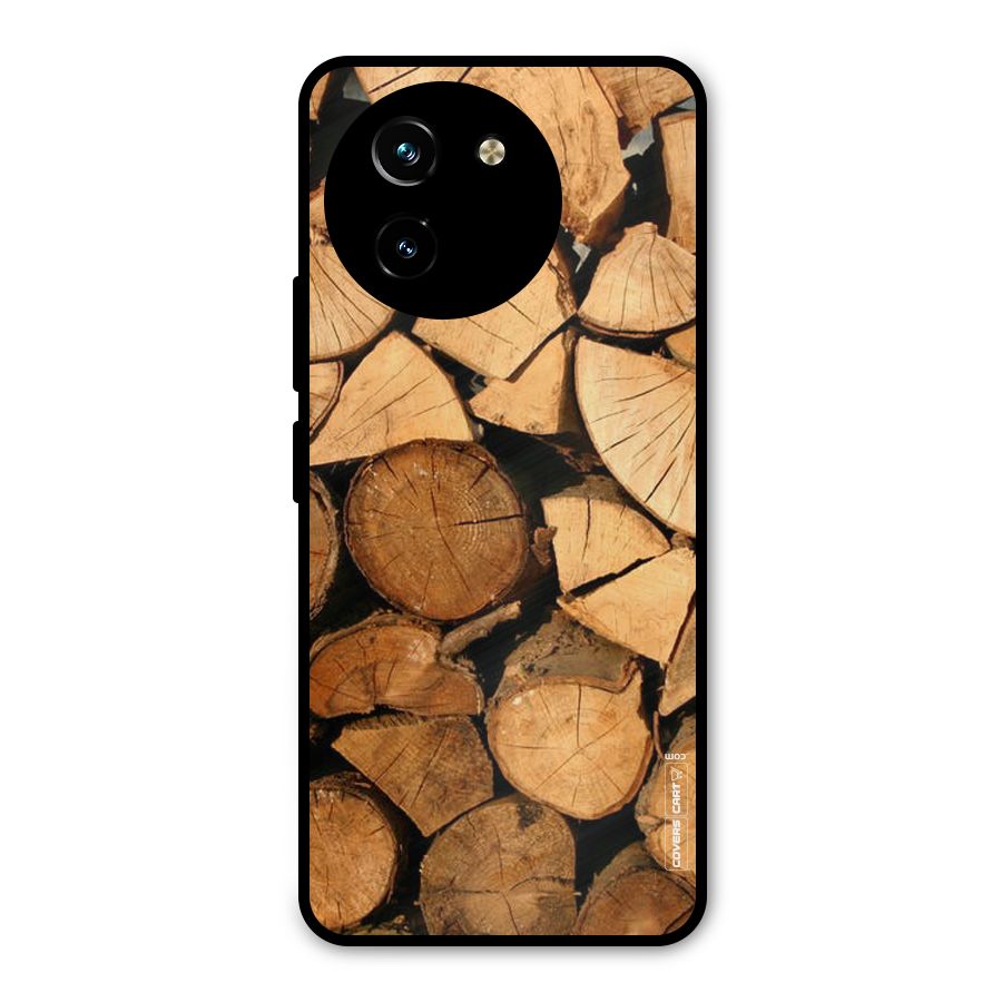 Wooden Logs Metal Back Case for Vivo T3x