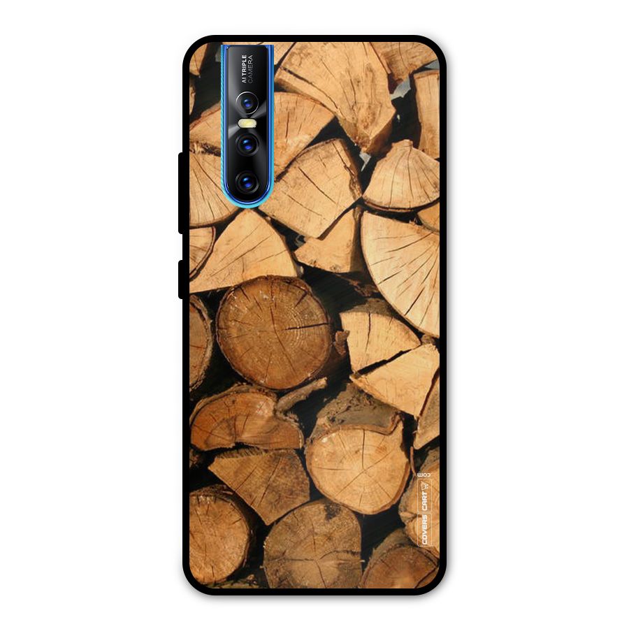 Wooden Logs Metal Back Case for Vivo V15 Pro