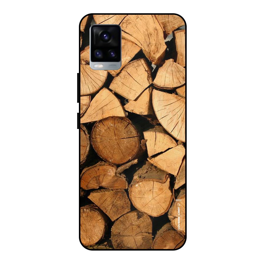 Wooden Logs Metal Back Case for Vivo V20 2021