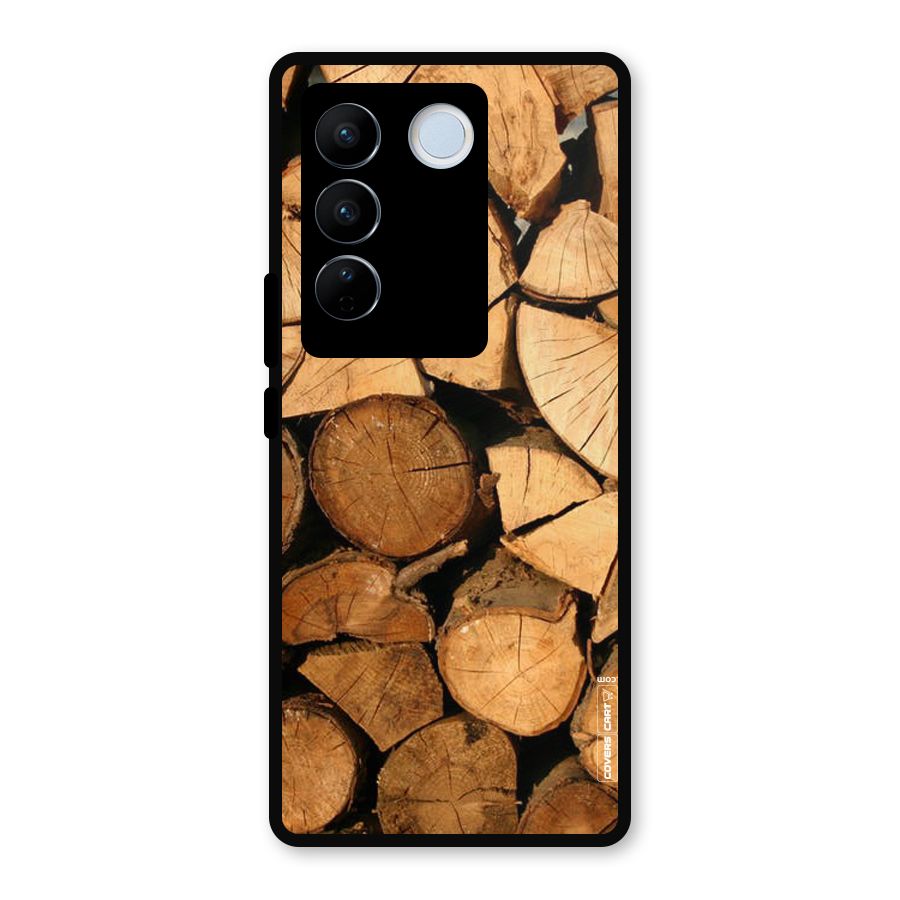 Wooden Logs Metal Back Case for Vivo V27