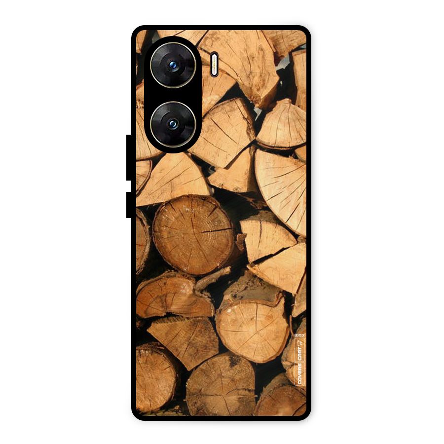 Wooden Logs Metal Back Case for Vivo V29e