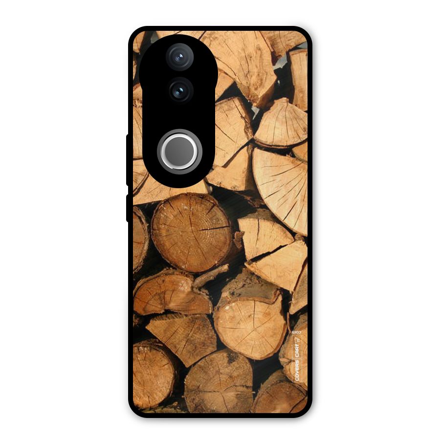 Wooden Logs Metal Back Case for Vivo V50e