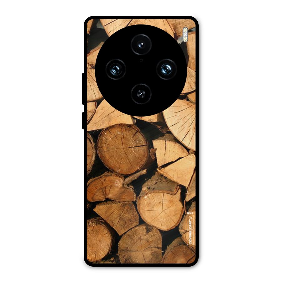 Wooden Logs Metal Back Case for Vivo X100 Pro