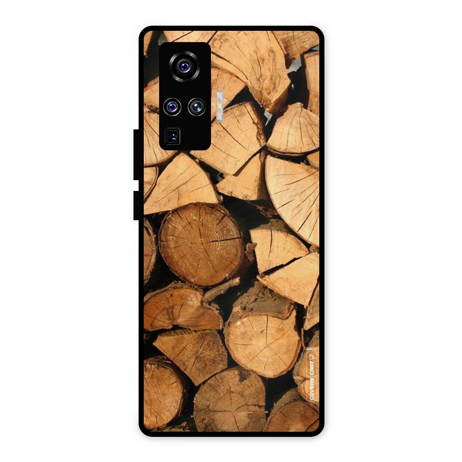 Wooden Logs Metal Back Case for Vivo X50 Pro