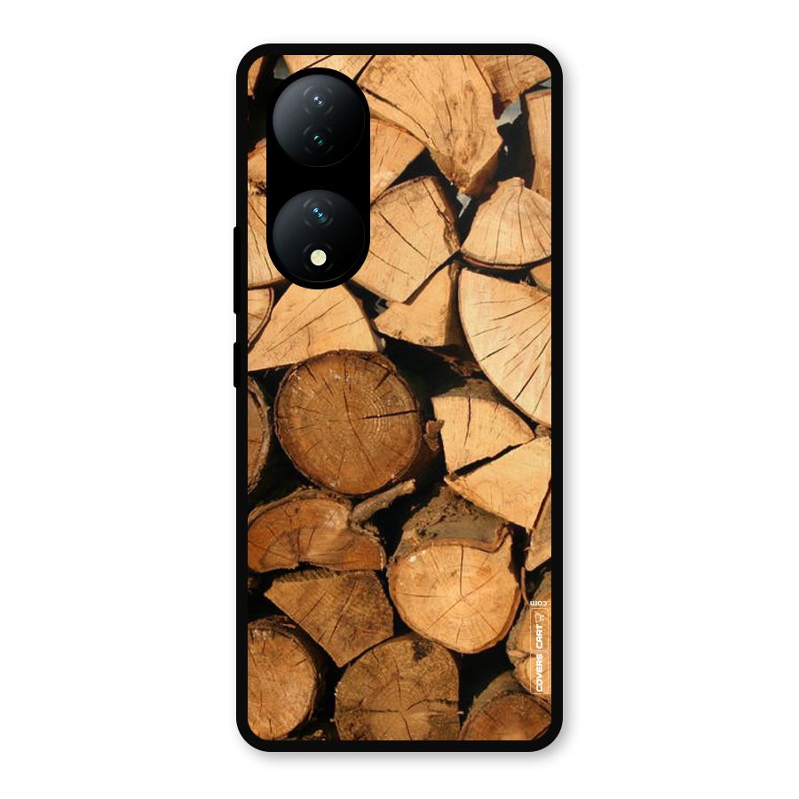 Wooden Logs Metal Back Case for Vivo Y100a