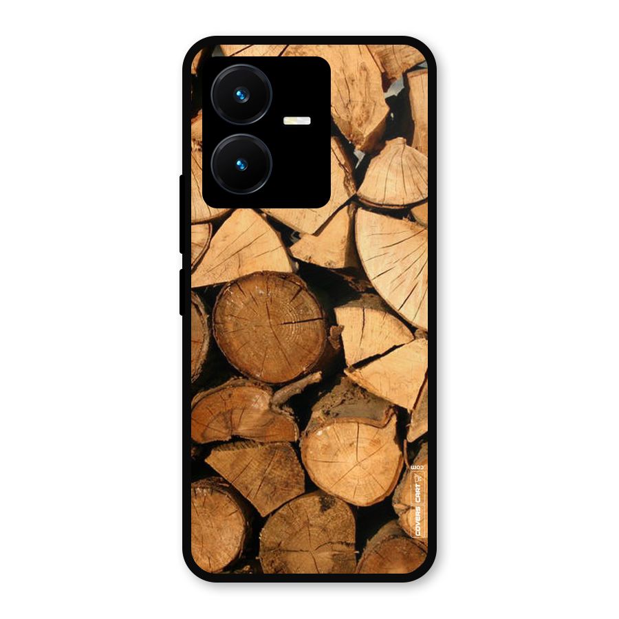 Wooden Logs Metal Back Case for Vivo Y22