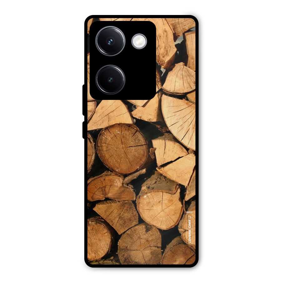 Wooden Logs Metal Back Case for Vivo Y300 Plus