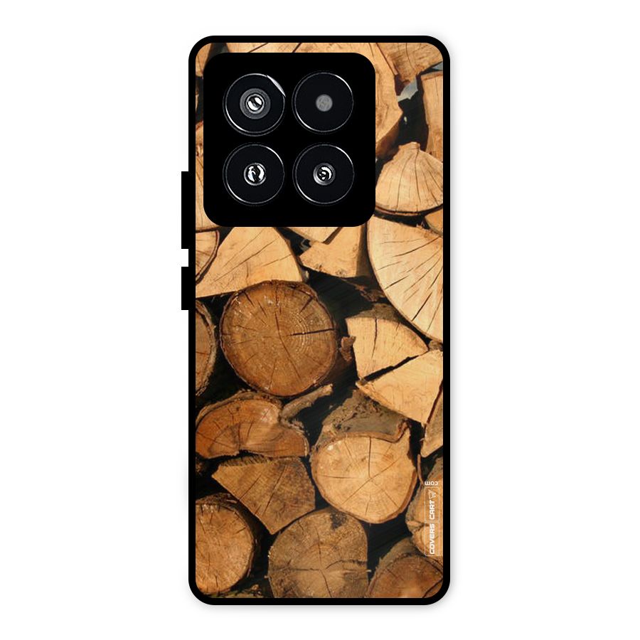 Wooden Logs Metal Back Case for Xiaomi 14 Pro