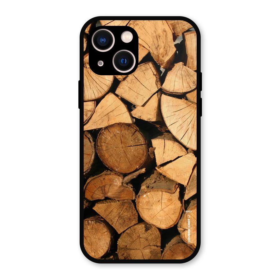 Wooden Logs Metal Back Case for iPhone 13