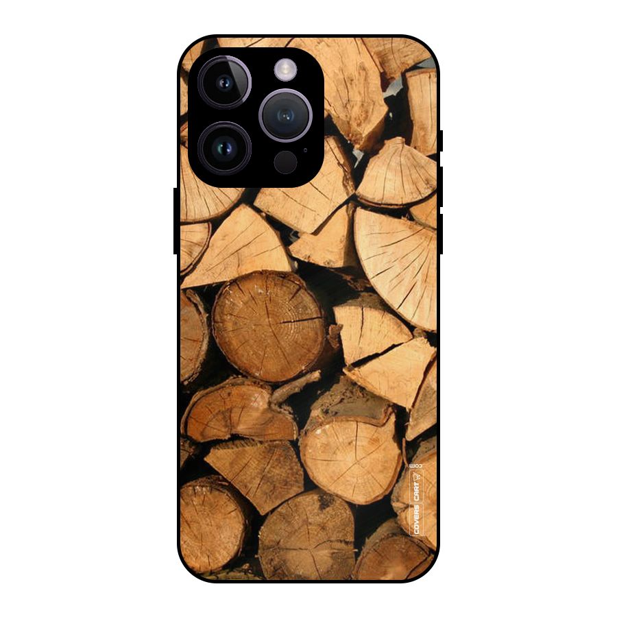 Wooden Logs Metal Back Case for iPhone 14 Pro Max