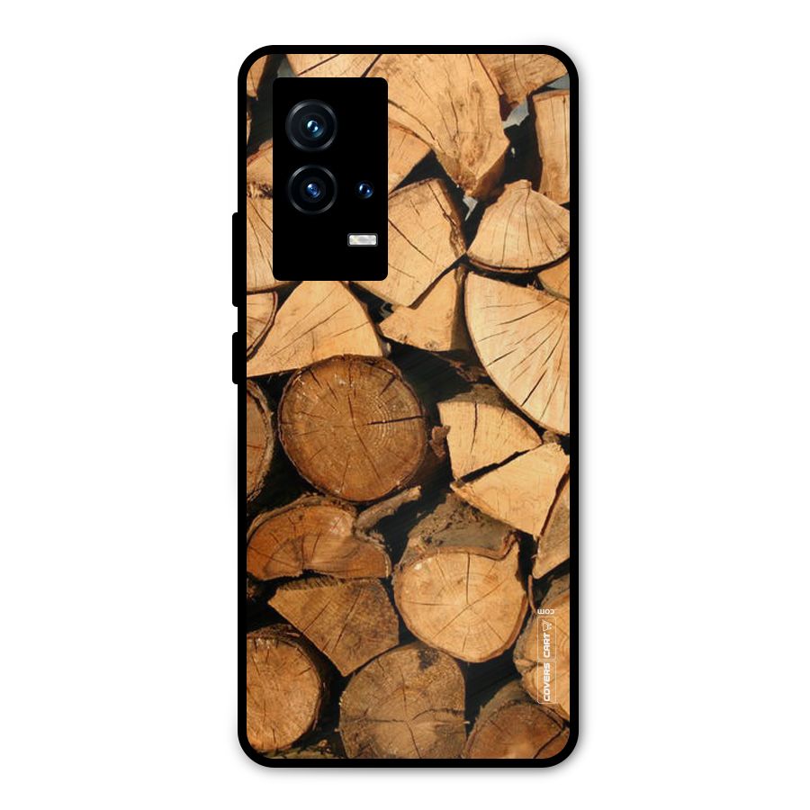 Wooden Logs Metal Back Case for iQOO 9 5G