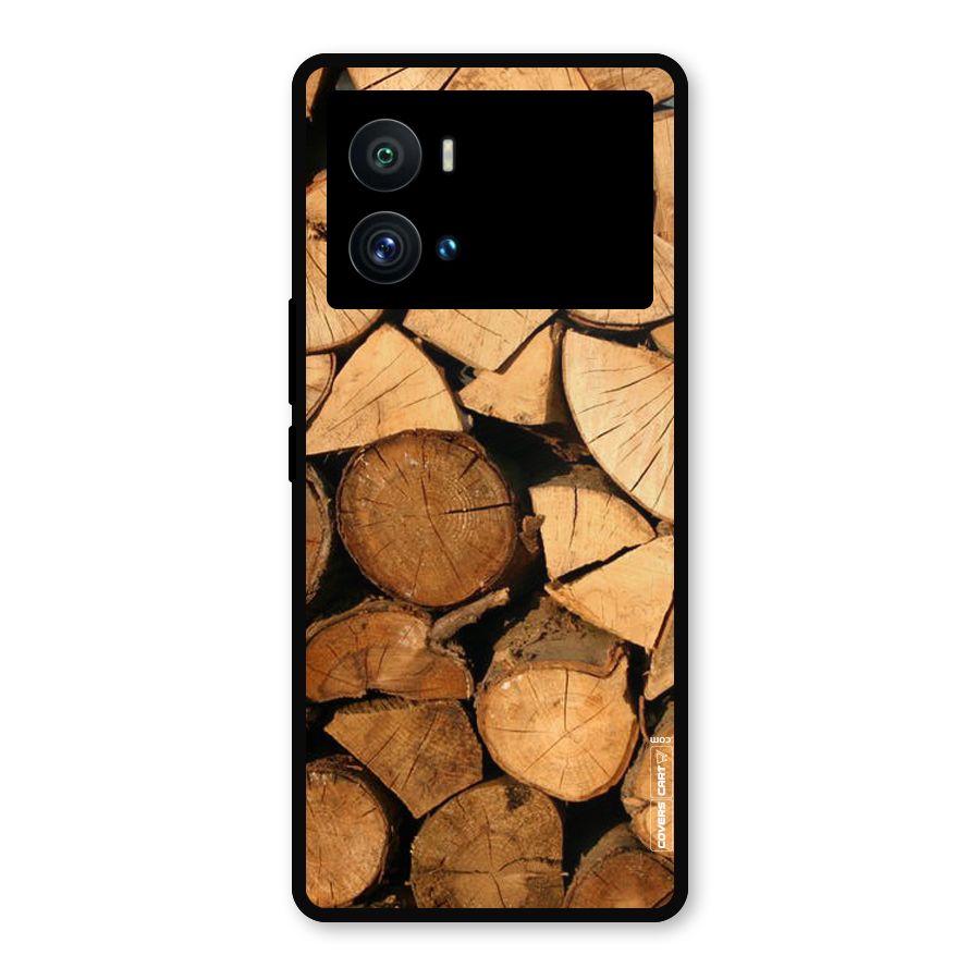 Wooden Logs Metal Back Case for iQOO 9 Pro