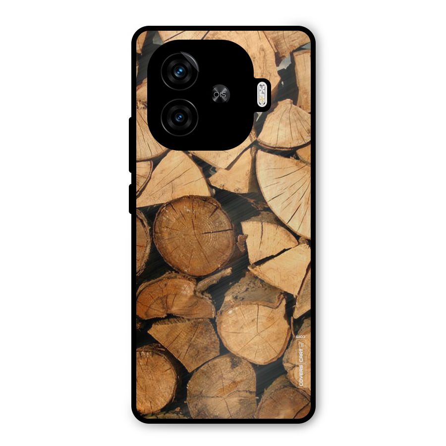 Wooden Logs Metal Back Case for iQOO Z9 Turbo