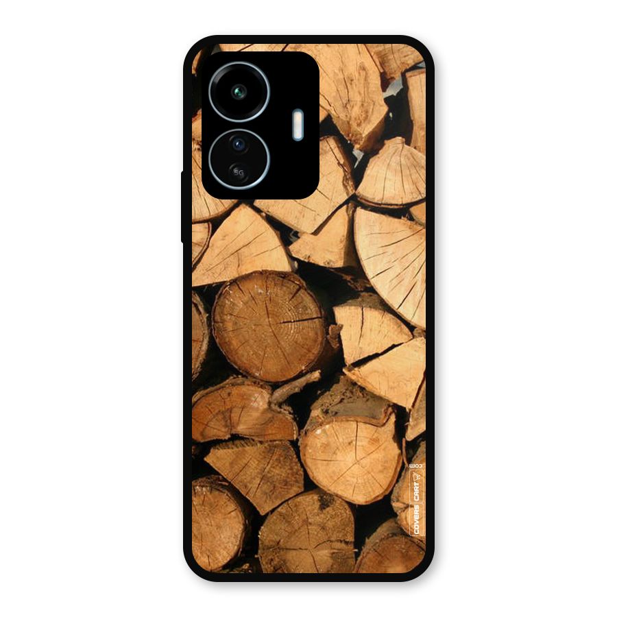 Wooden Logs Metal Back Case for vivo iQOO Z6 Lite 5G