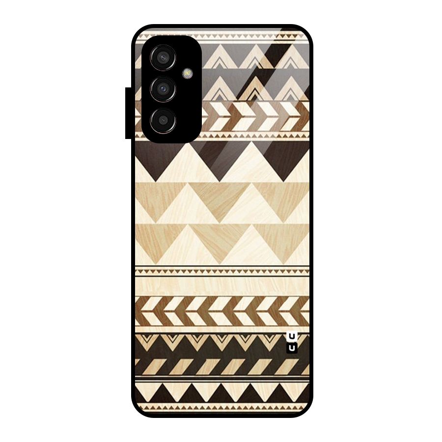 Wooden Printed Chevron Glass Back Case for Galaxy F13