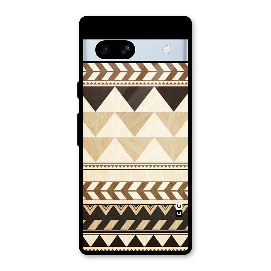 Wooden Printed Chevron Glass Back Case for Google Pixel 7a