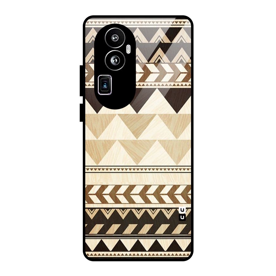 Wooden Printed Chevron Glass Back Case for Oppo Reno10 Pro Plus