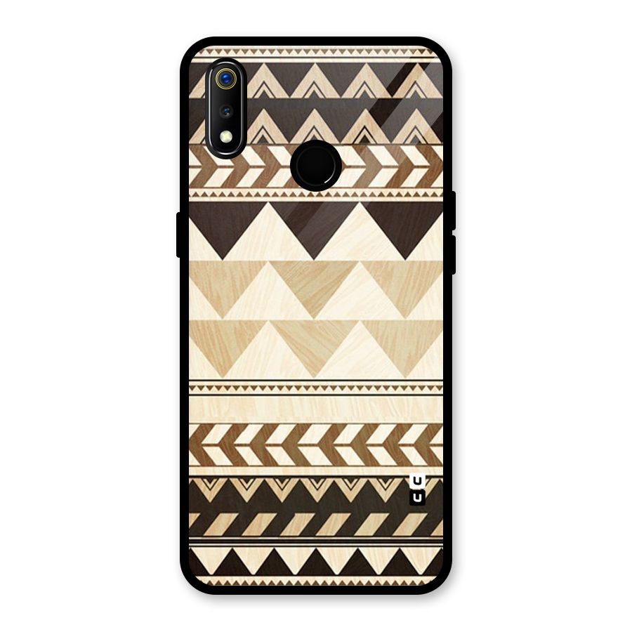 Wooden Printed Chevron Glass Back Case for Realme 3i