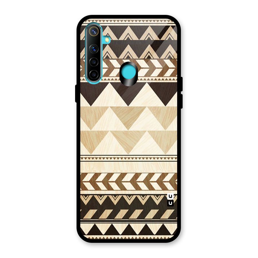 Wooden Printed Chevron Glass Back Case for Realme Narzo 10