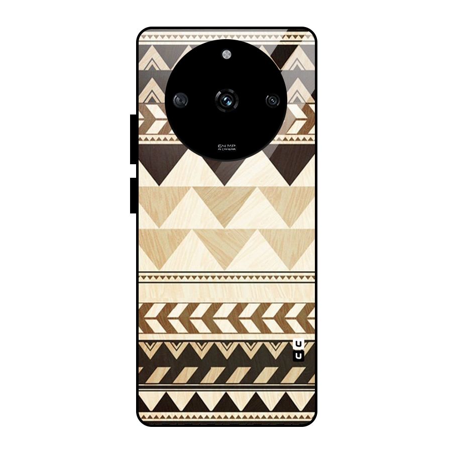 Wooden Printed Chevron Glass Back Case for Realme Narzo 60 5G
