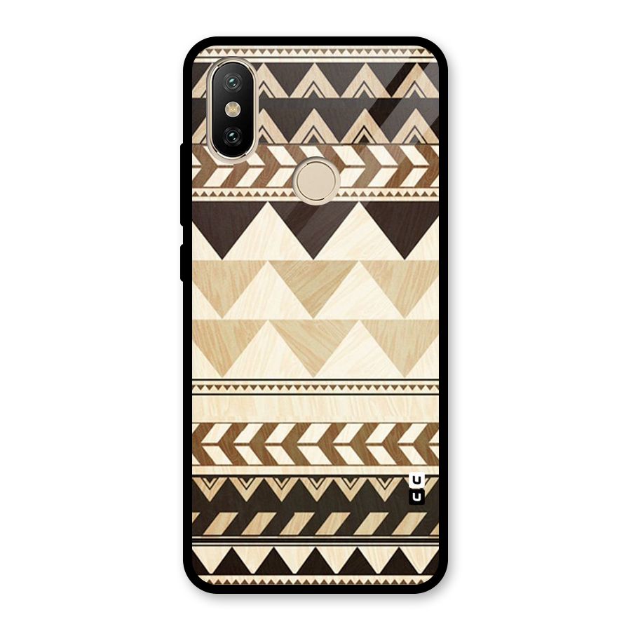 Wooden Printed Chevron Glass Back Case for Redmi A2