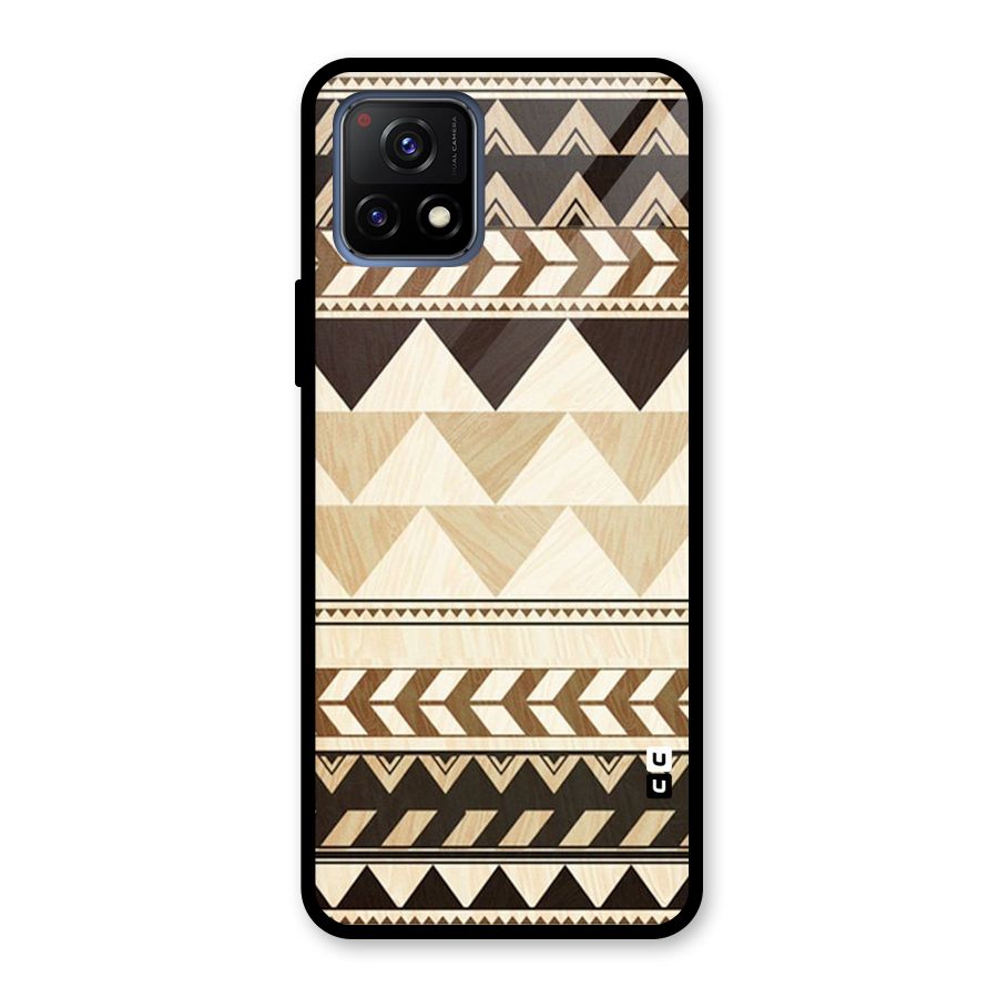 Wooden Printed Chevron Glass Back Case for Vivo Y72 5G