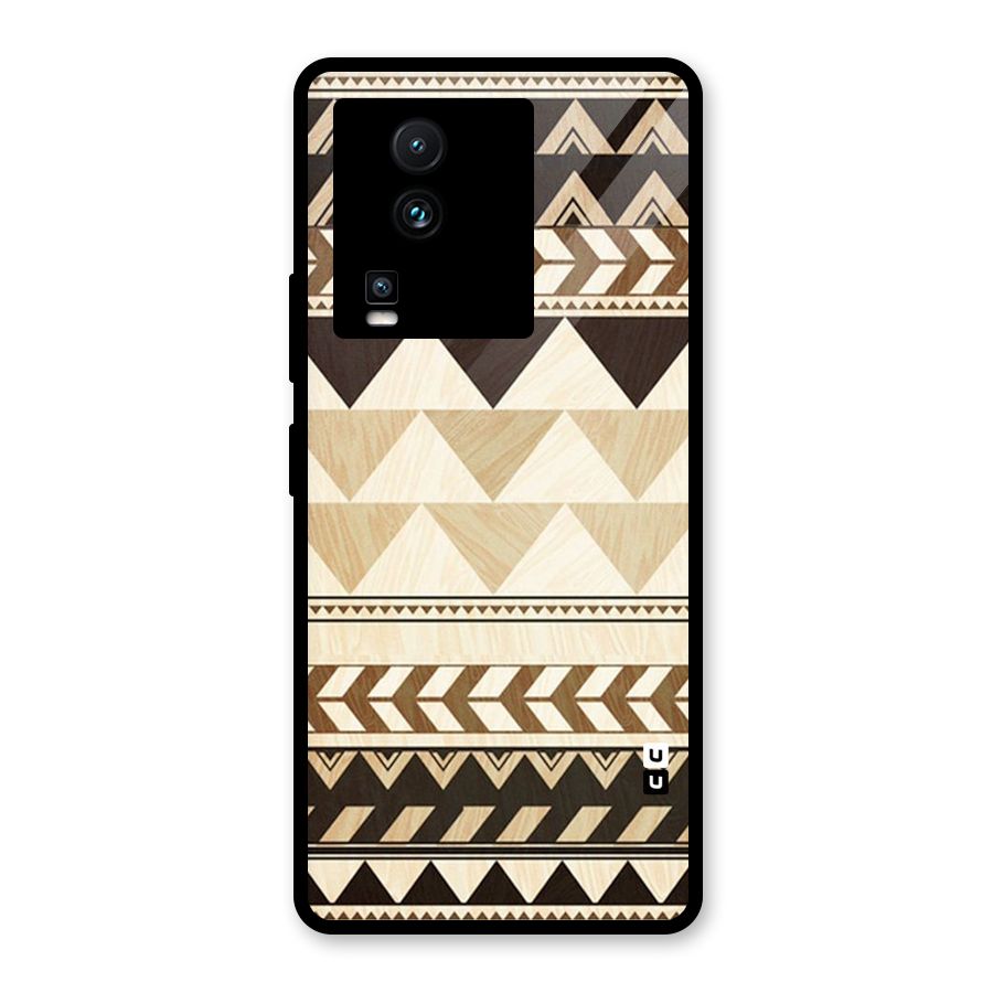 Wooden Printed Chevron Glass Back Case for Vivo iQOO Neo 7 Pro