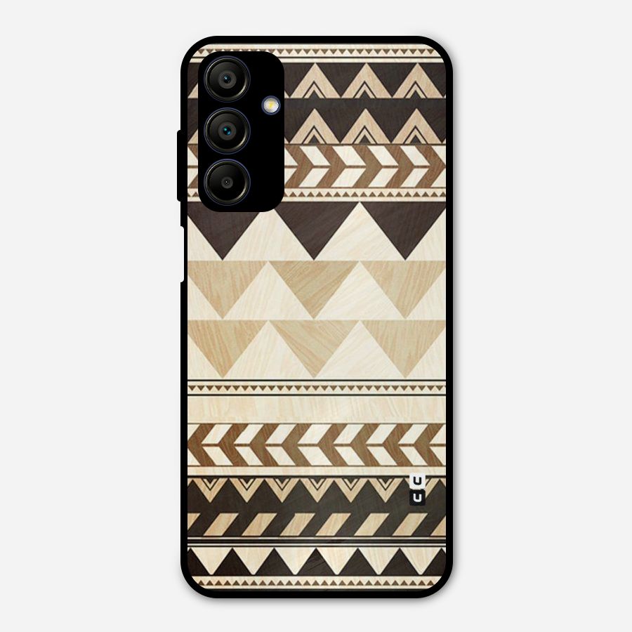 Wooden Printed Chevron Metal Back Case for Galaxy A15 5G