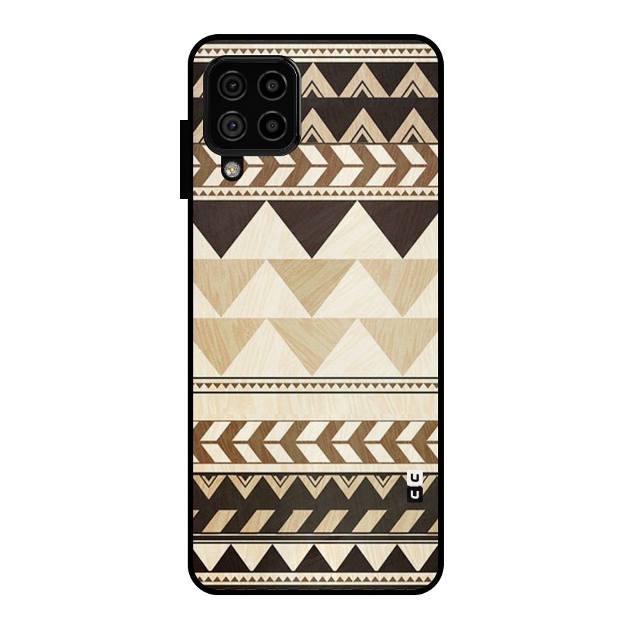 Wooden Printed Chevron Metal Back Case for Galaxy A22 4G