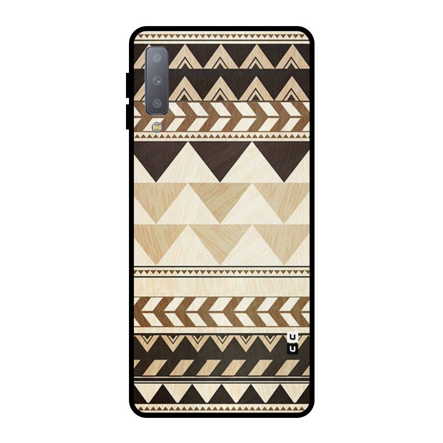 Wooden Printed Chevron Metal Back Case for Galaxy A7 (2018)