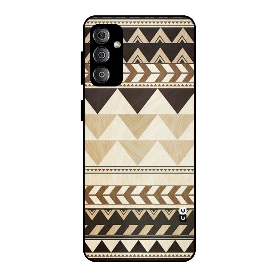 Wooden Printed Chevron Metal Back Case for Galaxy F23