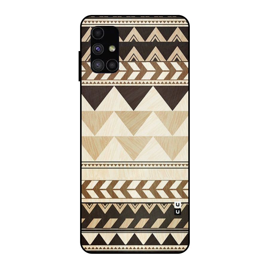 Wooden Printed Chevron Metal Back Case for Galaxy M51