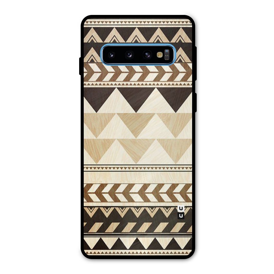 Wooden Printed Chevron Metal Back Case for Galaxy S10